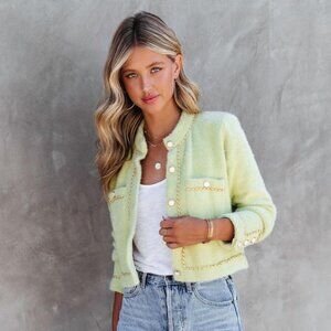 VICI Womens Coats & Jackets | Mademoiselle Chain Link Trim Jacket – Pistachio